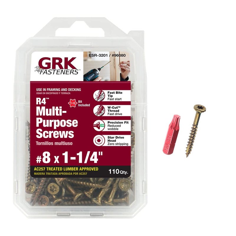 GRK Fasteners 96080 R4#8 x 1-1/4" Screws 110CT - Image 1